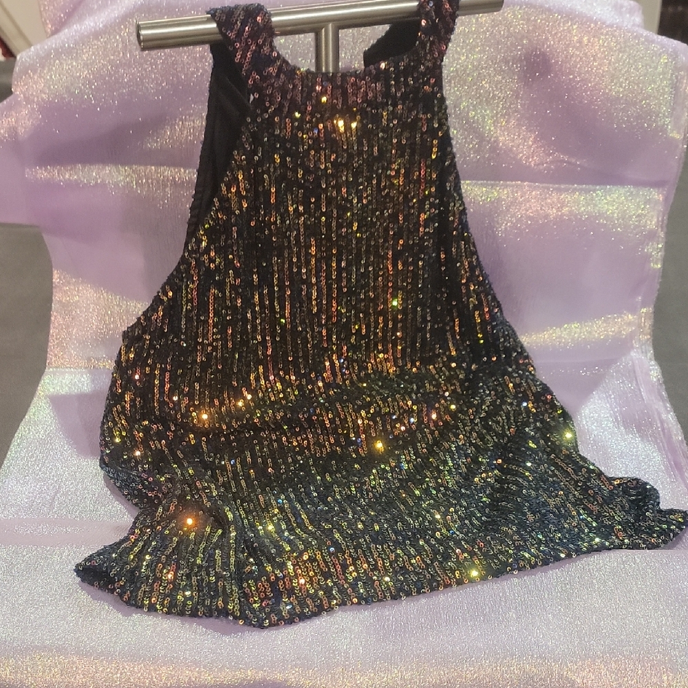 Cable & Gauge Black and Gold Sequin Tank Top